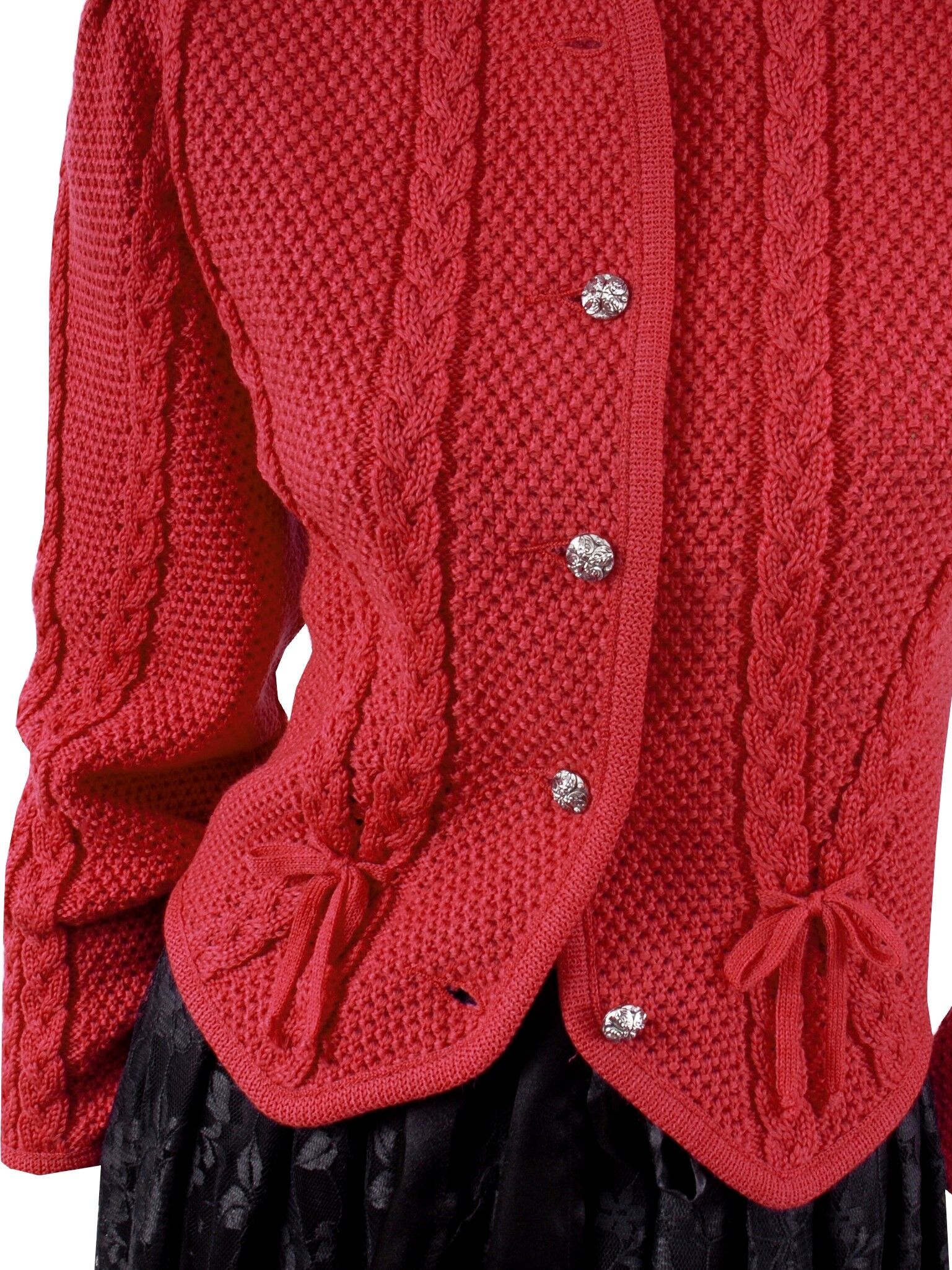 PREMIUM Trachtenstrickjacke Damen Dirndljacke MERINO SCHURWOLLE Rot PREMIUM Trachtenstrickjacke Damen Dirndljacke MERINO SCHURWOLLE Rot