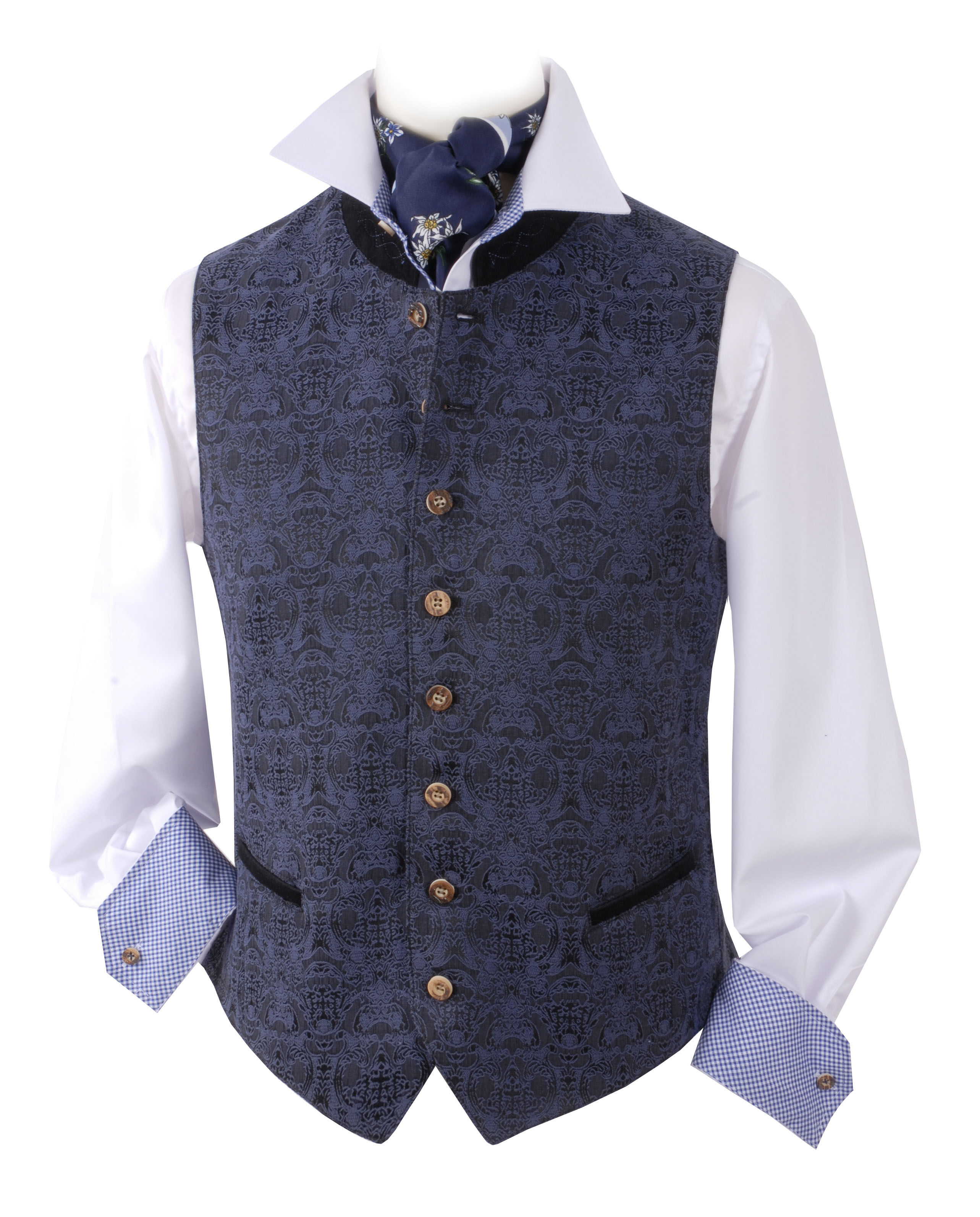 Trachtenweste Herrenweste Gilet Marine Blau/Schwarz Trachtenweste Herrenweste Gilet Marine Blau/Schwarz