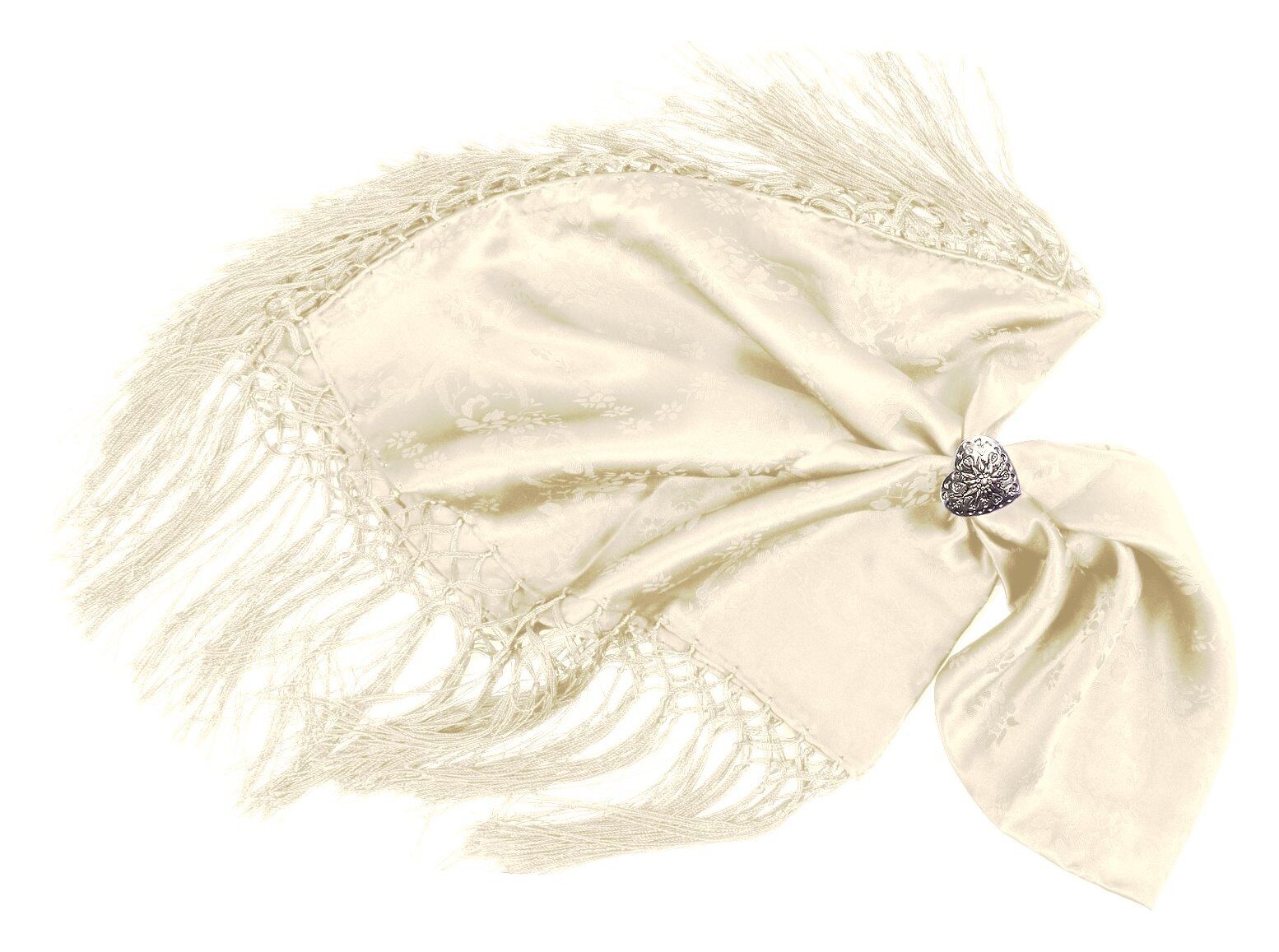 Trachtentuch Dirndltuch Seidentuch 100% Seide Creme Trachtentuch Dirndltuch Seidentuch 100% Seide Creme