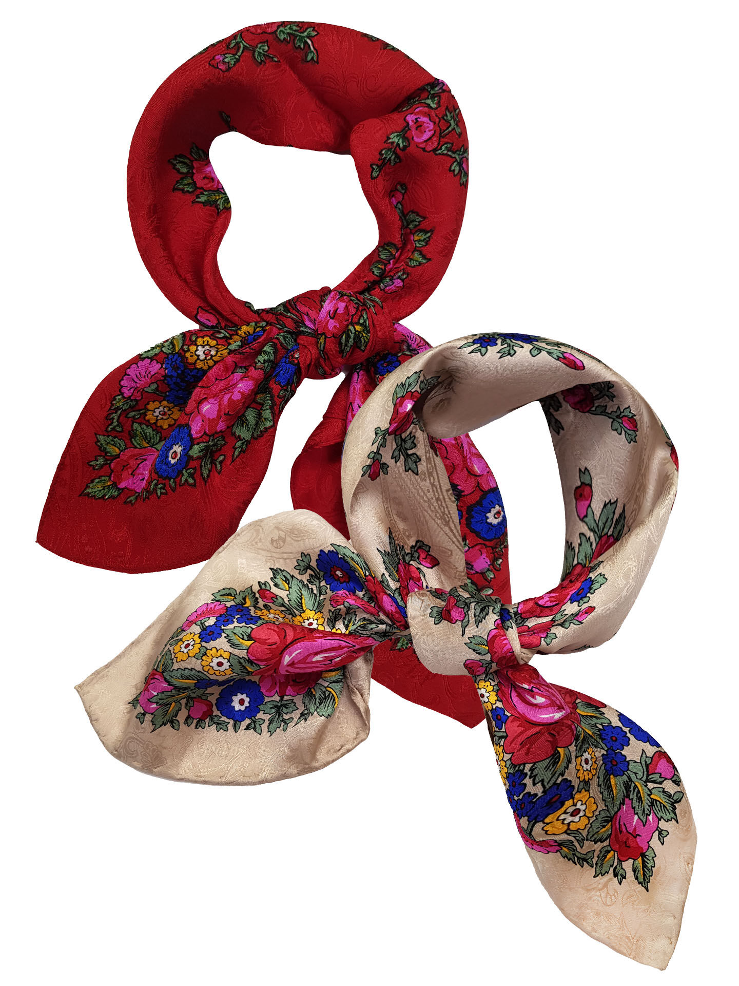 Trachtenhalstuch Nickituch Wiener Rosen 100% Seide Rot Beige Trachtenhalstuch Nickituch Wiener Rosen 100% Seide Rot Beige