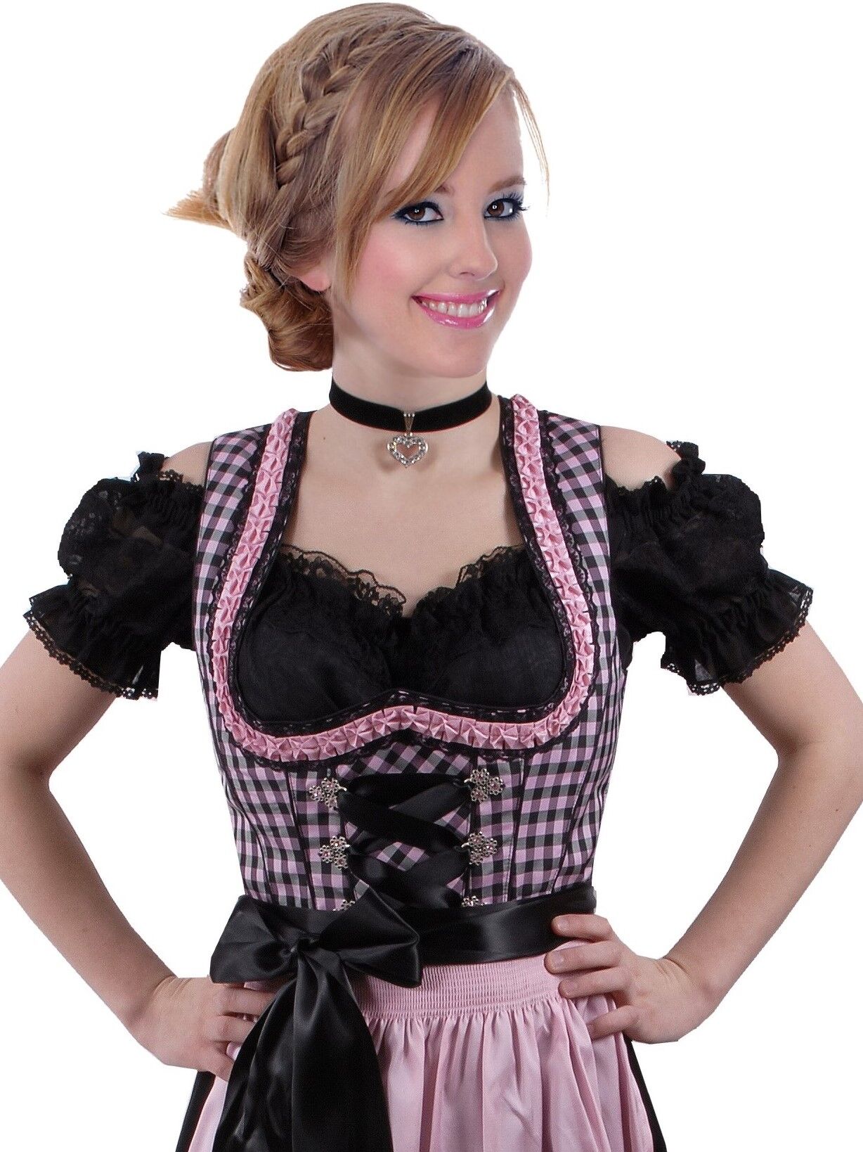 Mini-Dirndl kurzes Dirndl Schwarz/Rosa Mini-Dirndl kurzes Dirndl Schwarz/Rosa