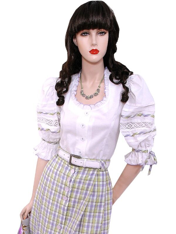 Trachten-Ensemble Trachtenbluse mit Rock Weiß Flieder-Grün  Trachten-Ensemble Trachtenbluse mit Rock Weiß Flieder-Grün