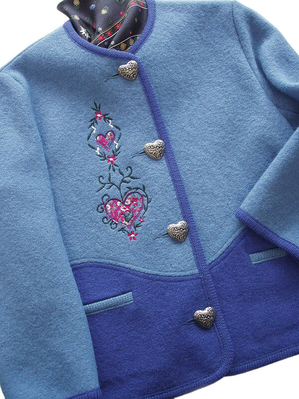 Trachtenjacke Mädchen Madl 100% Merinowolle Blautöne