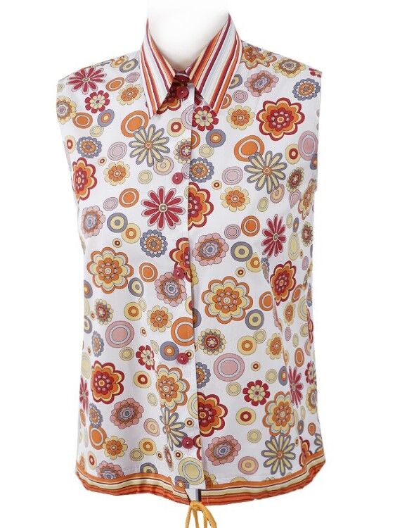 Fröhliche Sommerbluse Damen Ärmellos zur Jeans Blumen Rot Bunt Fröhliche Sommerbluse Damen Ärmellos zur Jeans Blumen Rot Bunt