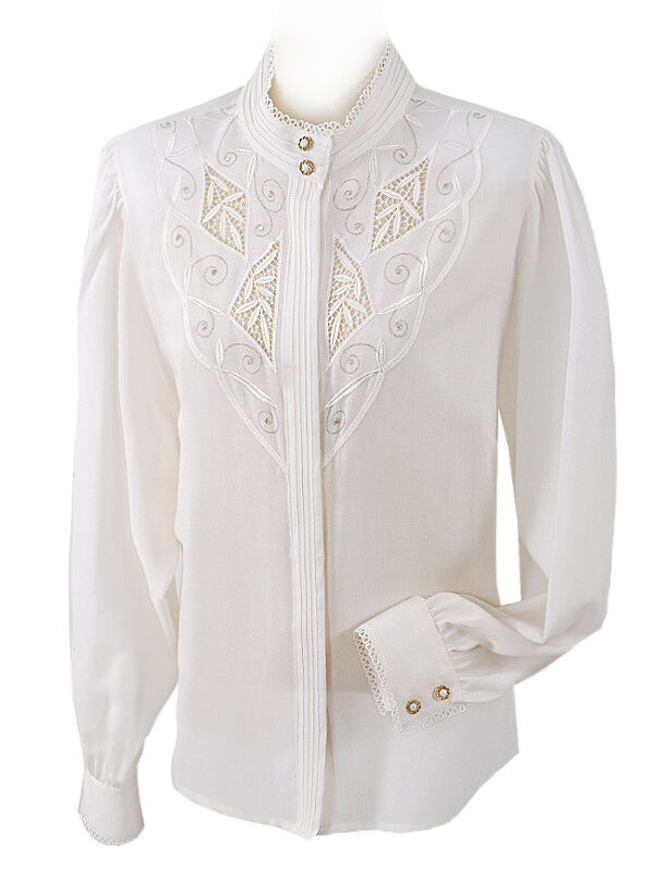 PREMIUM Trachtenbluse Damen festlich Langarm mit Stickerei Creme PREMIUM Trachtenbluse Damen festlich Langarm mit Stickerei Creme