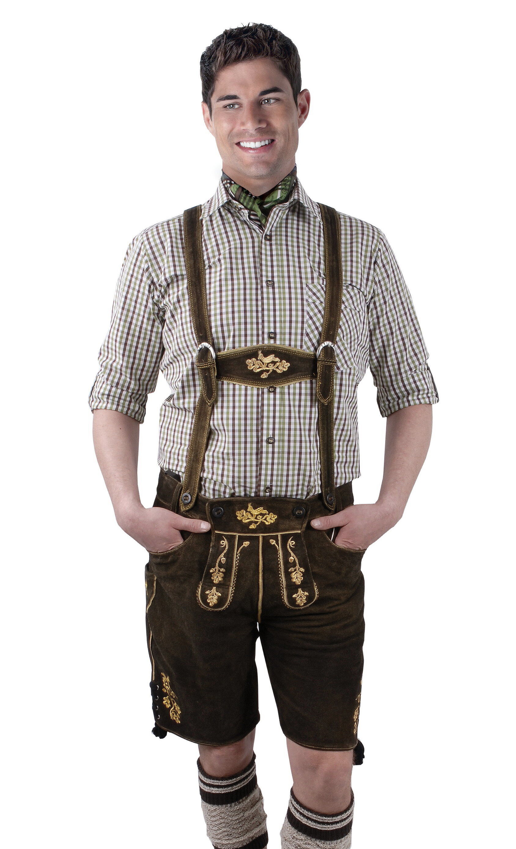Trachtenlederhose kurze Lederhose Herren Braun-Antik  Trachtenlederhose kurze Lederhose Herren Braun-Antik