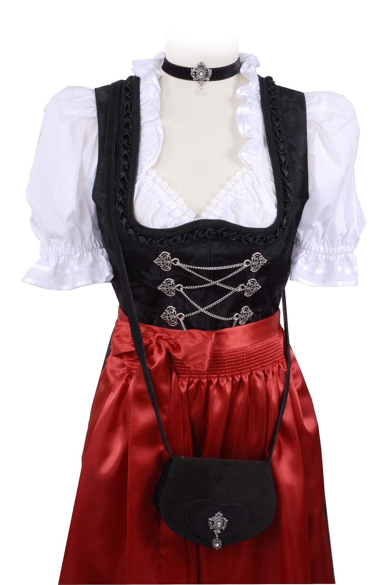 Dirndltasche Herz Velour-Leder Rot Dirndltasche Herz Velour-Leder Rot