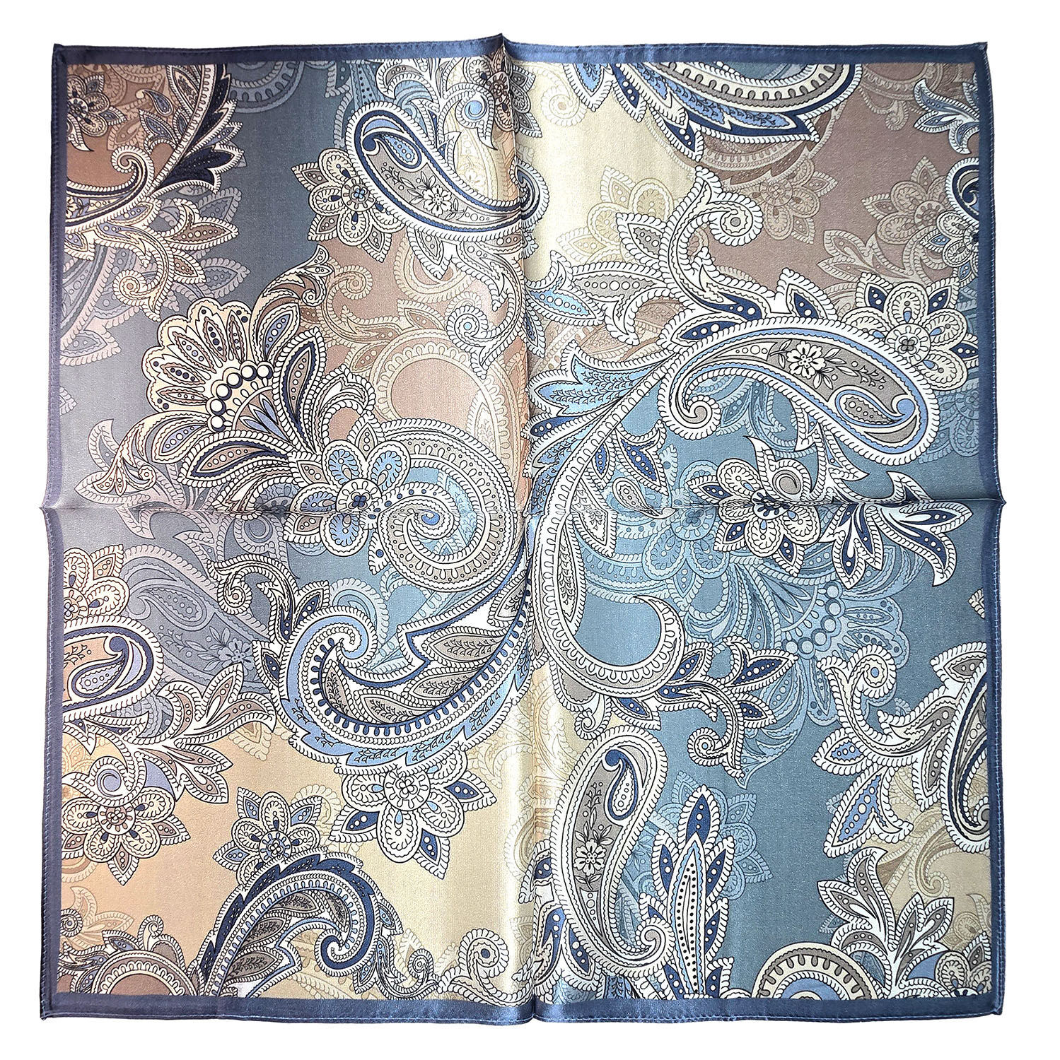 Seidenhalstuch Stresa Damen Herren Nickituch 100% Seide Blau Beige