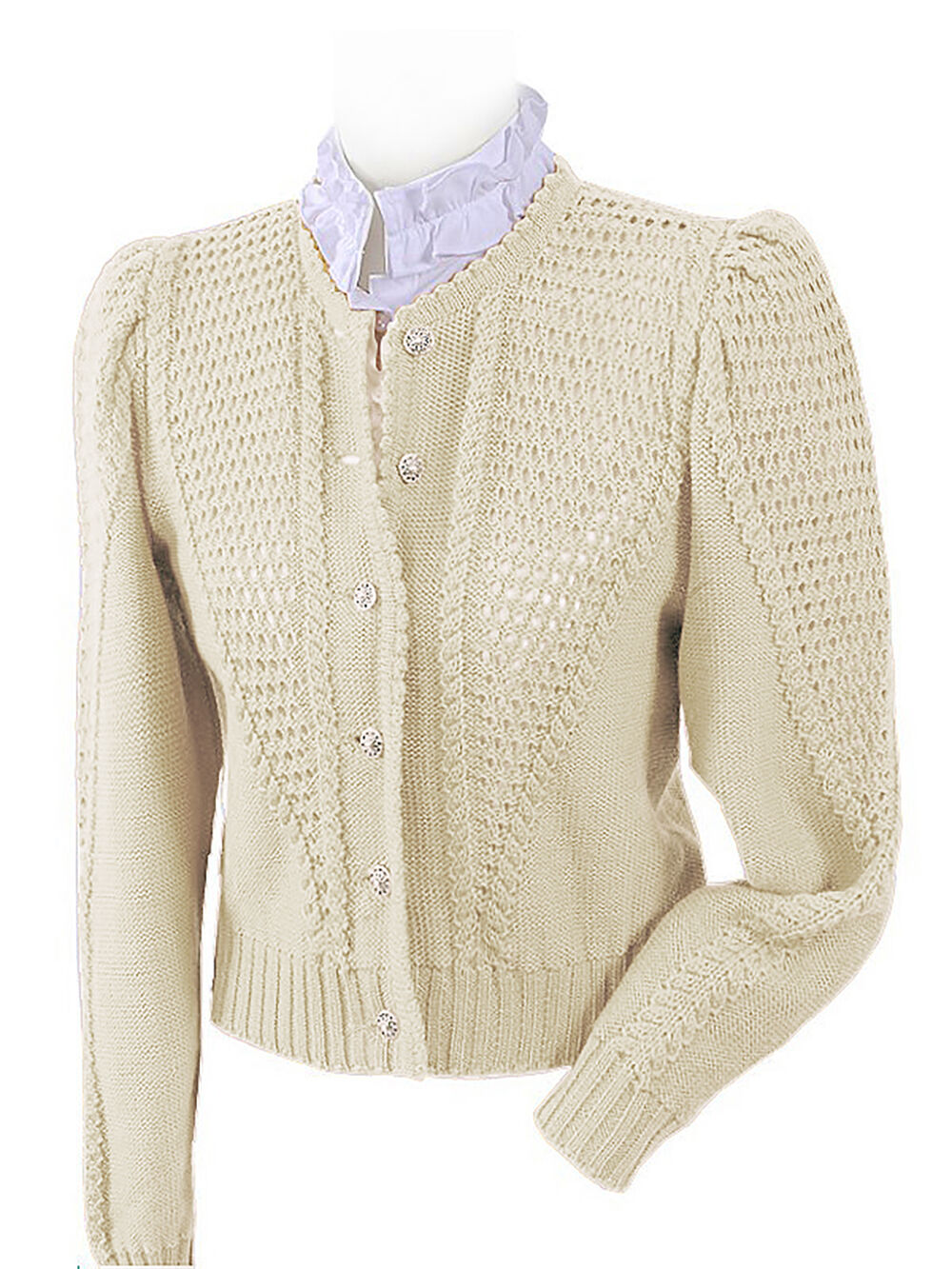 Trachtenstrickjacke Damen Dirndljacke MERINO SCHURWOLLE Creme Natur Trachtenstrickjacke Damen Dirndljacke MERINO SCHURWOLLE Creme Natur