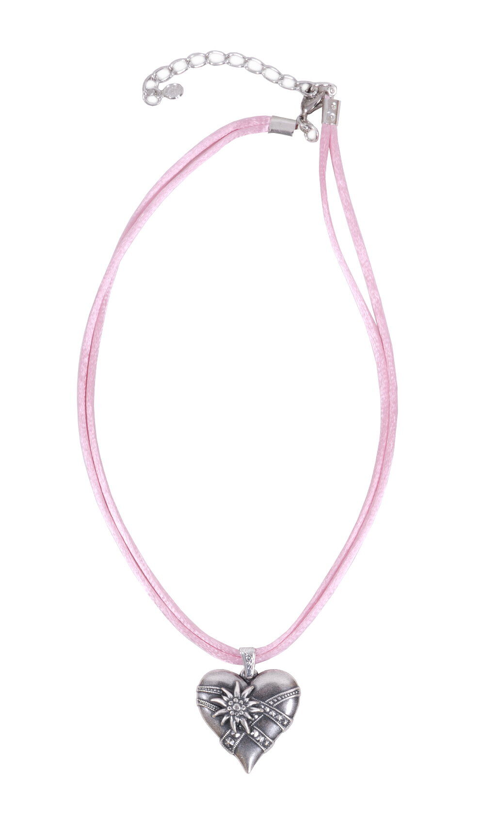 Trachtenkette Herz mit Edelweiß Hellrosa Trachtenkette Herz mit Edelweiß Hellrosa