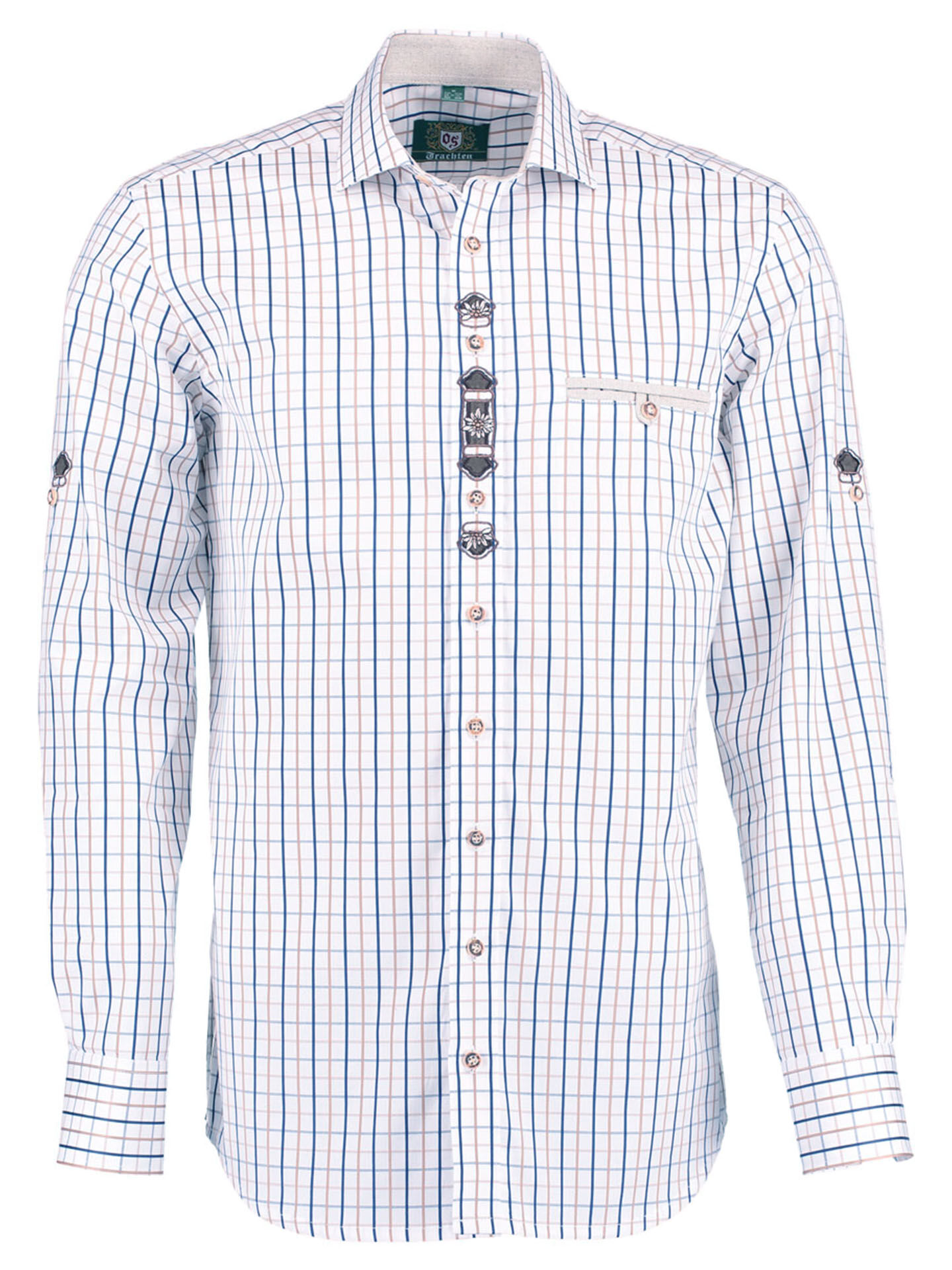 Trachtenhemd SLIM FIT kariert Weiß-Blau Wiesn-Hemd Hirsch Stickerei Trachtenhemd SLIM FIT kariert Weiß-Blau Wiesn-Hemd Hirsch Stickerei