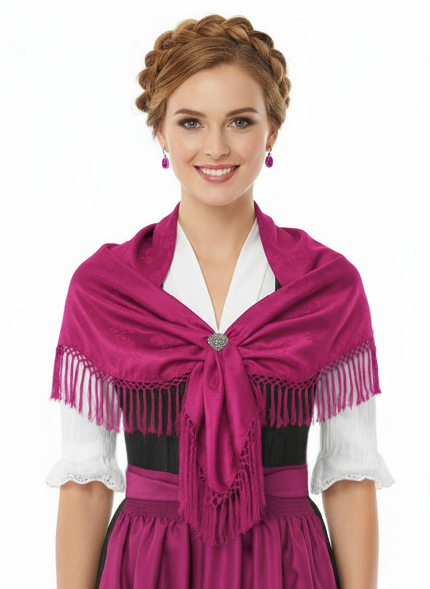 Trachtentuch Dirndltuch Seidentuch 100% Seide Pink