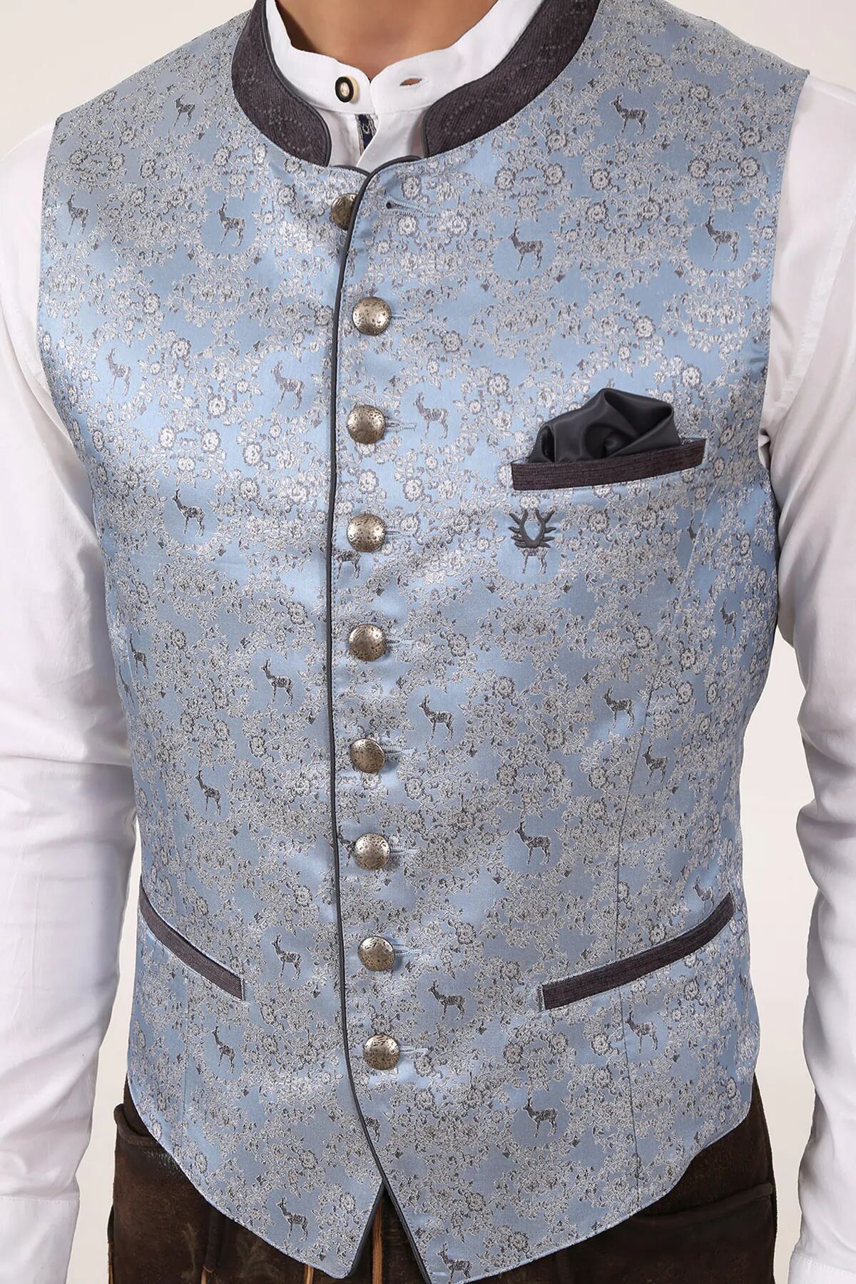 Trachtenweste Herren Hochzeits-Gilet Blau-Silber FESTLICH Trachtenweste Herren Hochzeits-Gilet Blau-Silber FESTLICH