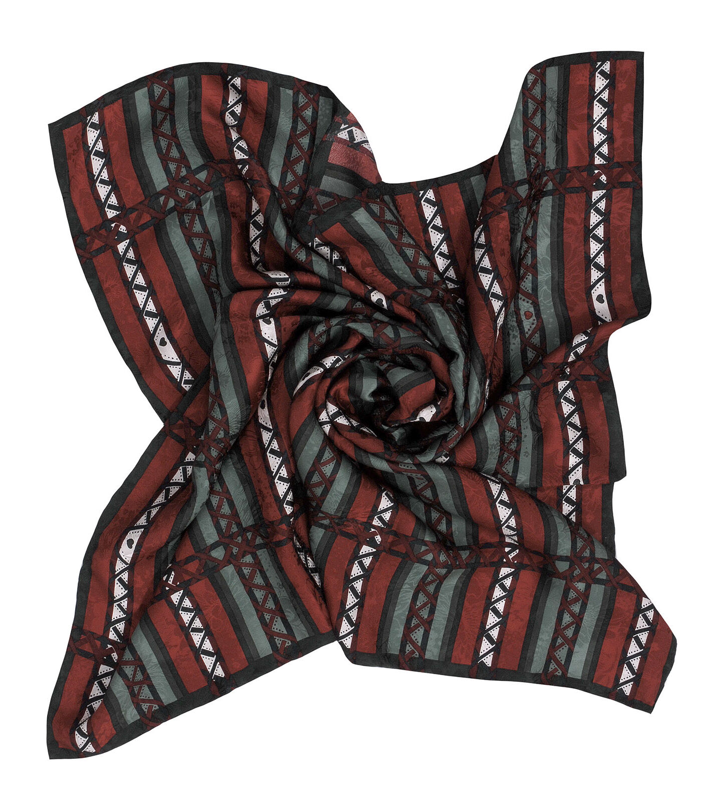 Trachtentuch Schultertuch 100% Seide Streifen- Dessin Braun + Grün Trachtentuch Schultertuch 100% Seide Streifen- Dessin Braun + Grün