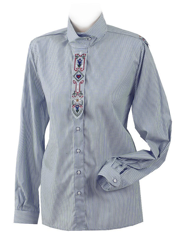 Trachtenbluse Damen Langarm Stickerei Blau + Grün Trachtenbluse Damen Langarm Stickerei Blau + Grün