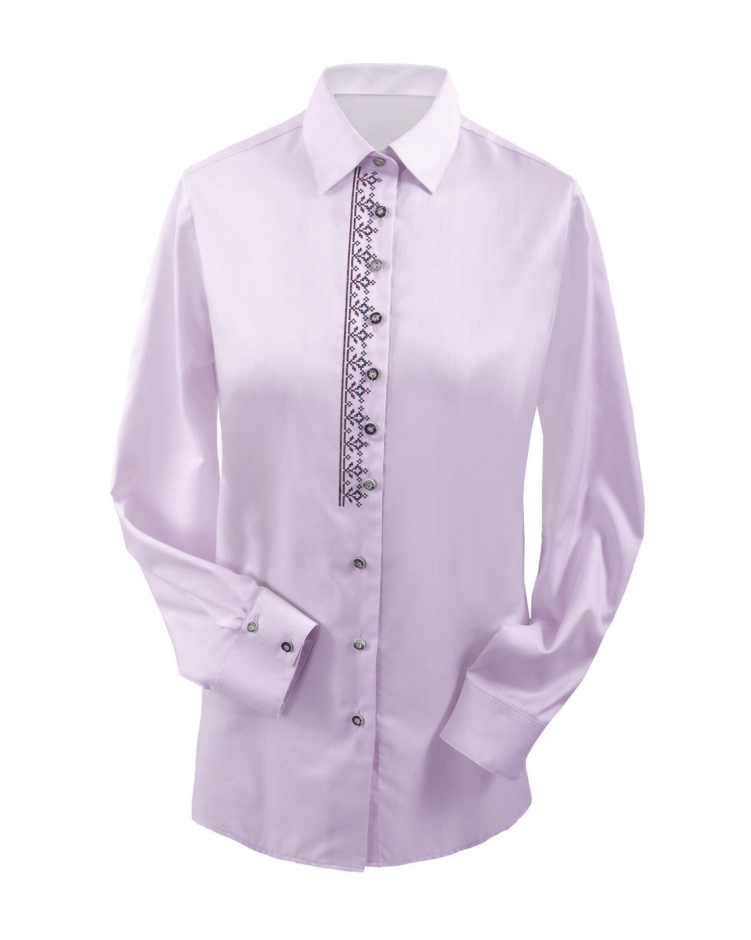 Premium Trachtenbluse Damen Langarm Kreuzstich-Stickerei Rosa Premium Trachtenbluse Damen Langarm Kreuzstich-Stickerei Rosa
