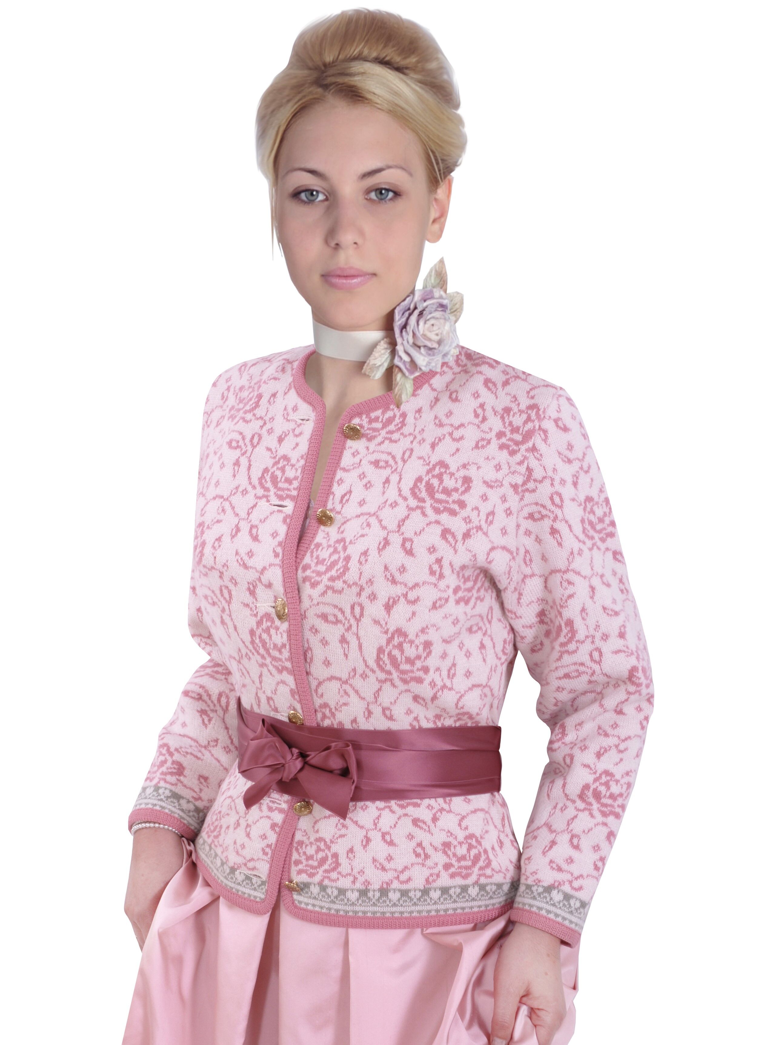 PREMIUM Trachtenstrickjacke Damen Dirndljacke MERINO SCHURWOLLE - festlich + Hochzeit Creme Rosa PREMIUM Trachtenstrickjacke Damen Dirndljacke MERINO SCHURWOLLE - festlich + Hochzeit Creme Rosa