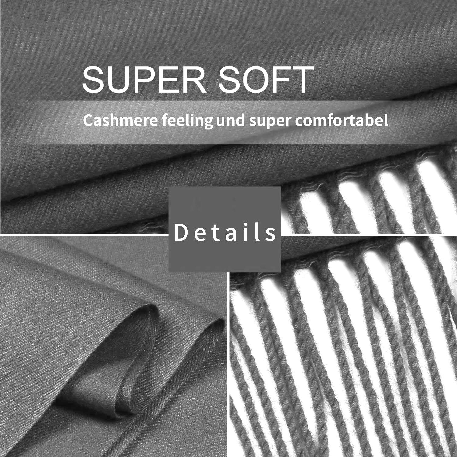 Pashmina Stola Kaschmir Umhang Cashmere Schal Damen Grau Mittelgrau