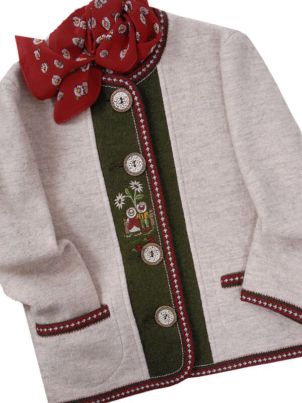 Trachtenjacke Mädchen Madl 100% Merinowolle Natur-Grün
