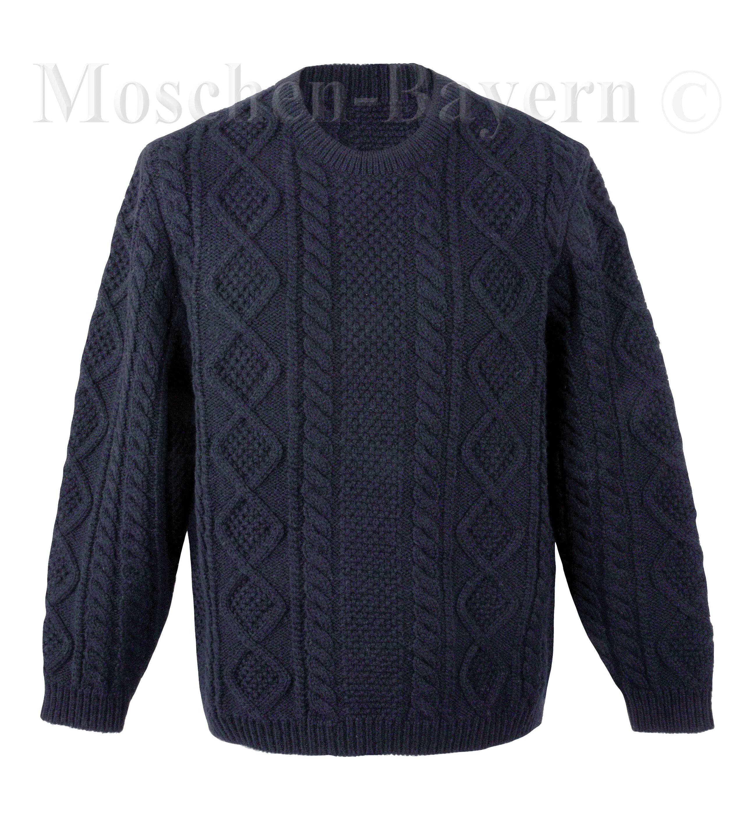 PREMIUM Herrenpullover Aran-Strick 100% Schurwolle Marineblau PREMIUM Herrenpullover Aran-Strick 100% Schurwolle Marineblau