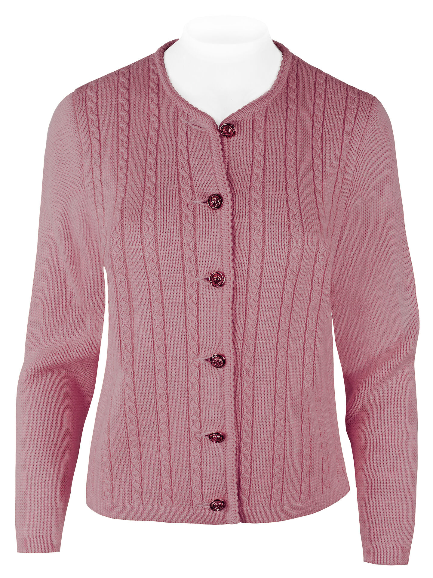 Trachtenstrickjacke Damen - Basic Trachtenjacke Rosa Altrosa  Trachtenstrickjacke Damen - Basic Trachtenjacke Rosa Altrosa