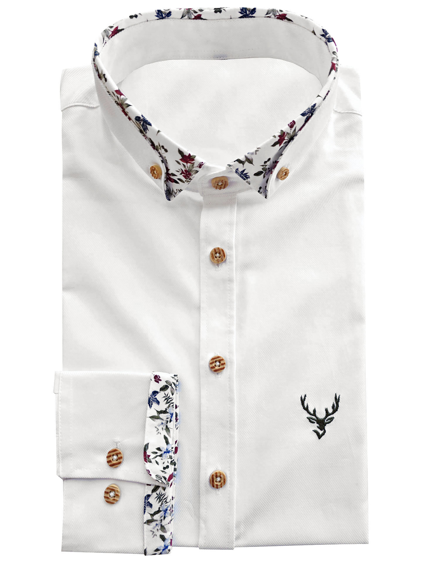 Trachtenhemd Herren Weiß/Blau SLIMFIT im Floral-Design Trachtenhemd Herren Weiß/Blau SLIMFIT im Floral-Design