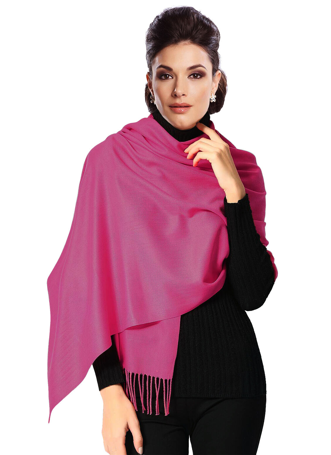 Pashmina Stola Umhang Cashmere Schal Baumwolle Damen Pink Pashmina Stola Umhang Cashmere Schal Baumwolle Damen Pink