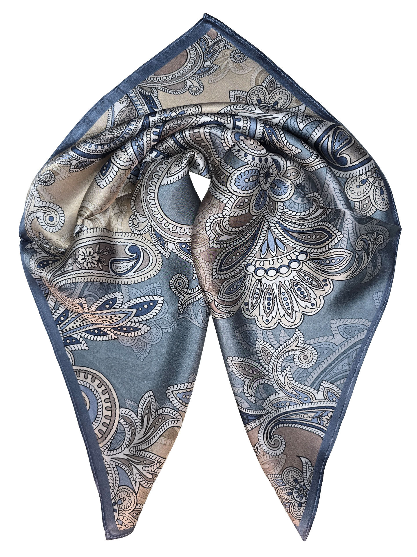 Seidenhalstuch Stresa Damen Herren Nickituch 100% Seide Blau Beige