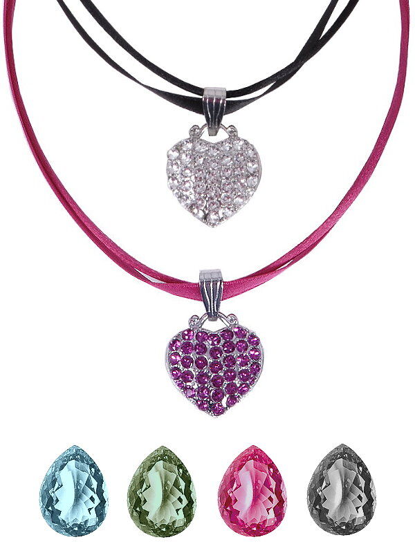 Premium Trachtenkette Herzkette + Glitzer Swarovski Elements  Premium Trachtenkette Herzkette + Glitzer Swarovski Elements