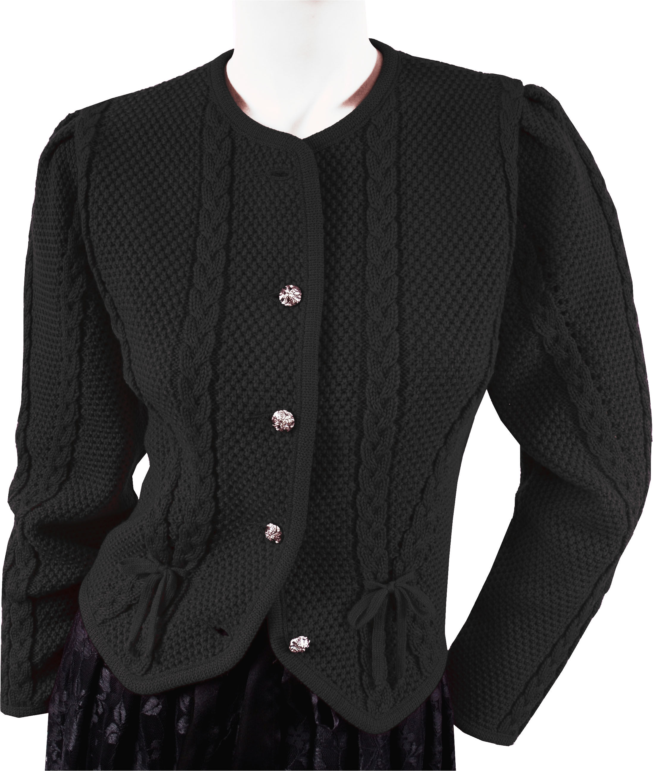 PREMIUM Trachtenstrickjacke Damen Dirndljacke MERINO SCHURWOLLE Schwarz PREMIUM Trachtenstrickjacke Damen Dirndljacke MERINO SCHURWOLLE Schwarz
