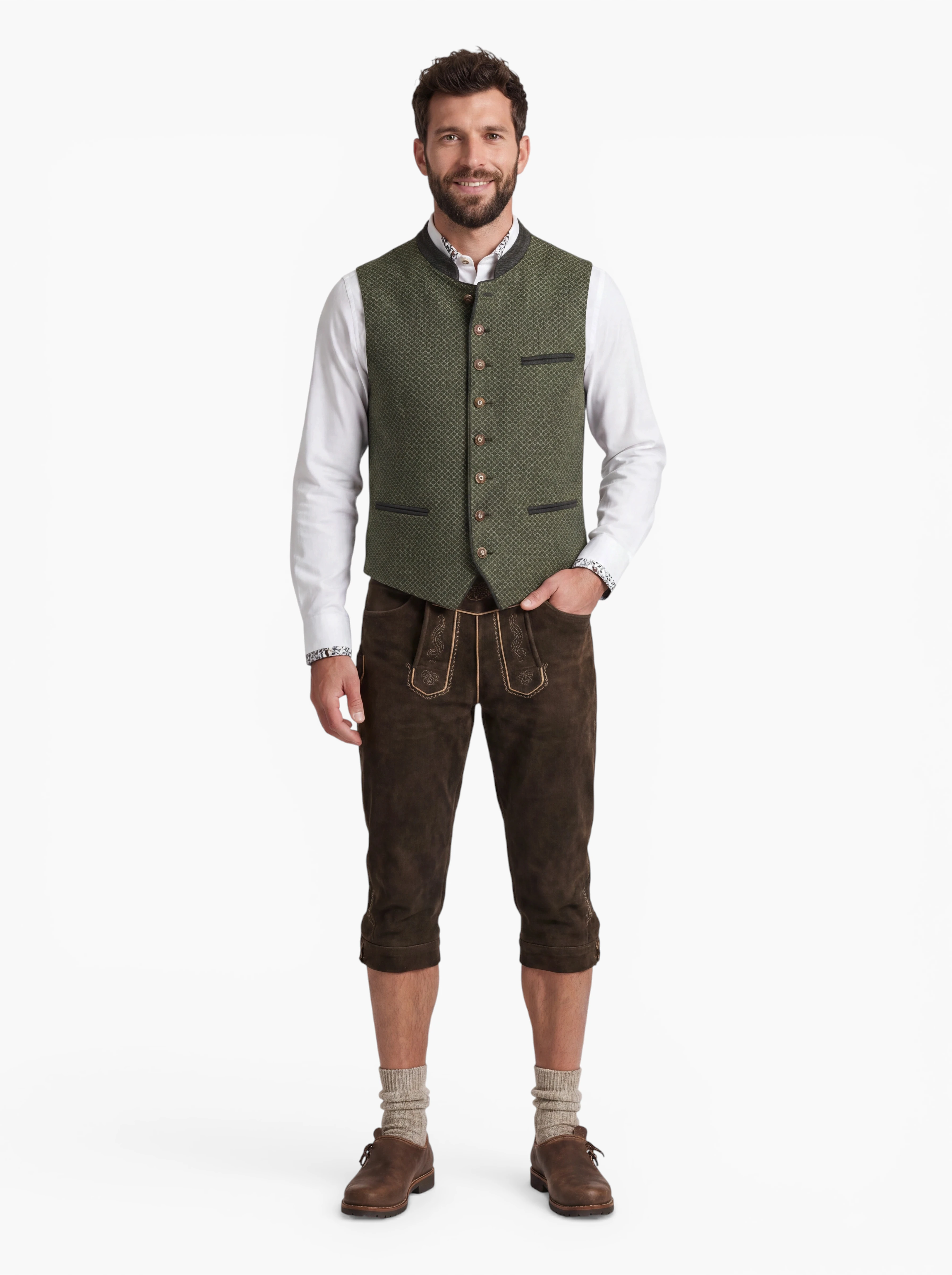 Trachtenweste Herren Antonio Oliv – Elegantes Gilet aus 100% Baumwolle