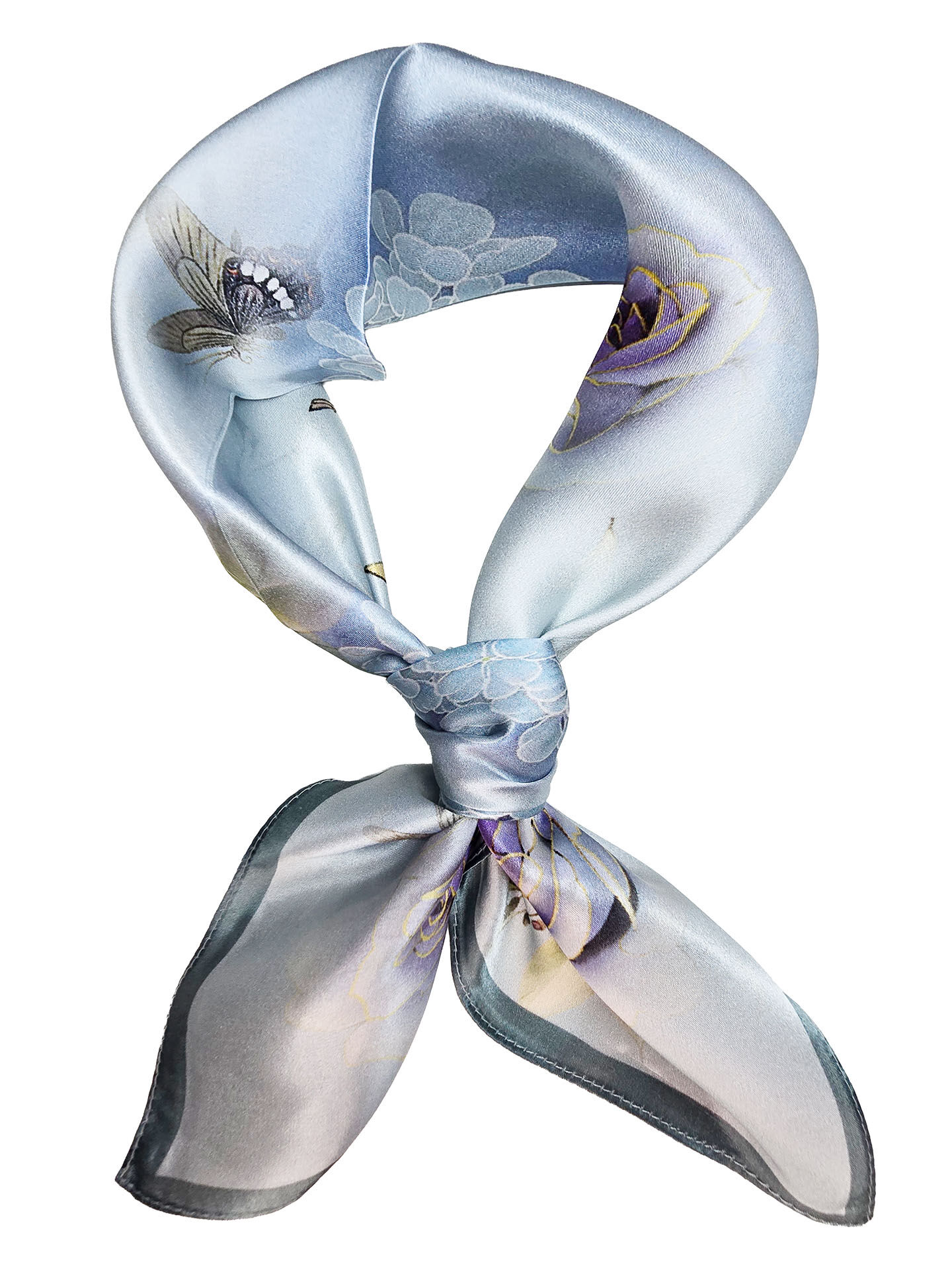 Seidenhalstuch Giardino Damen Nickituch 100% Seide Hellblau