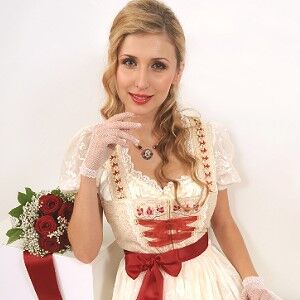 Exklusives Hochzeitsdirndl Brautdirndl Creme/Rot Exklusives Hochzeitsdirndl Brautdirndl Creme/Rot