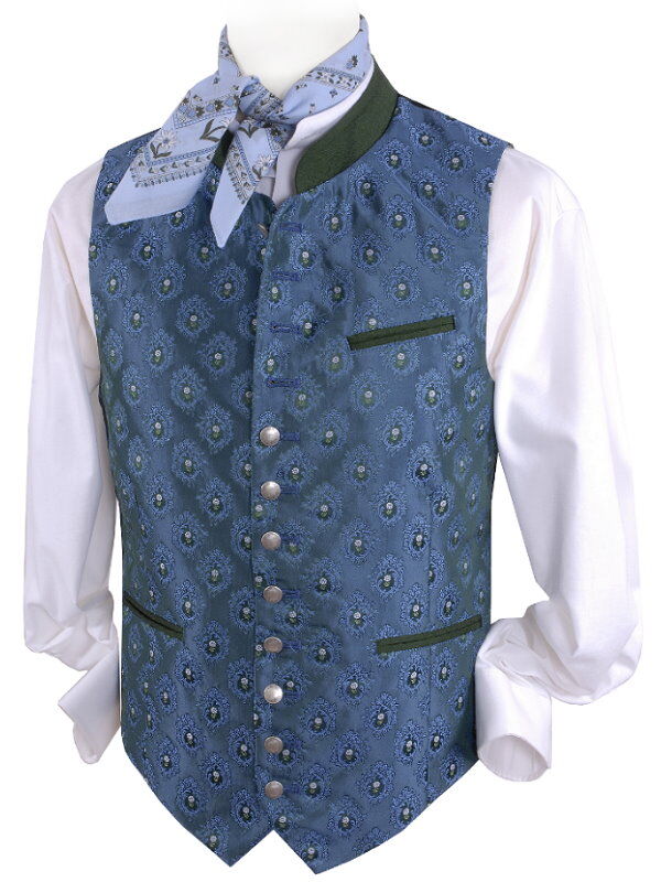PREMIUM Trachtenweste Herren Hochzeits-Gilet Blau-Oliv FESTLICH PREMIUM Trachtenweste Herren Hochzeits-Gilet Blau-Oliv FESTLICH