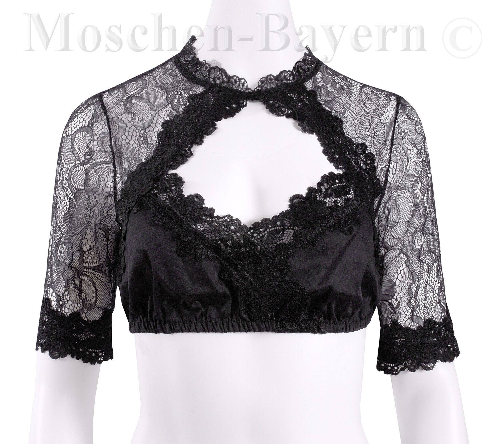 Dirndlbluse Damen festlich duftige Spitze hochgeschlossen Schwarz Dirndlbluse Damen festlich duftige Spitze hochgeschlossen Schwarz