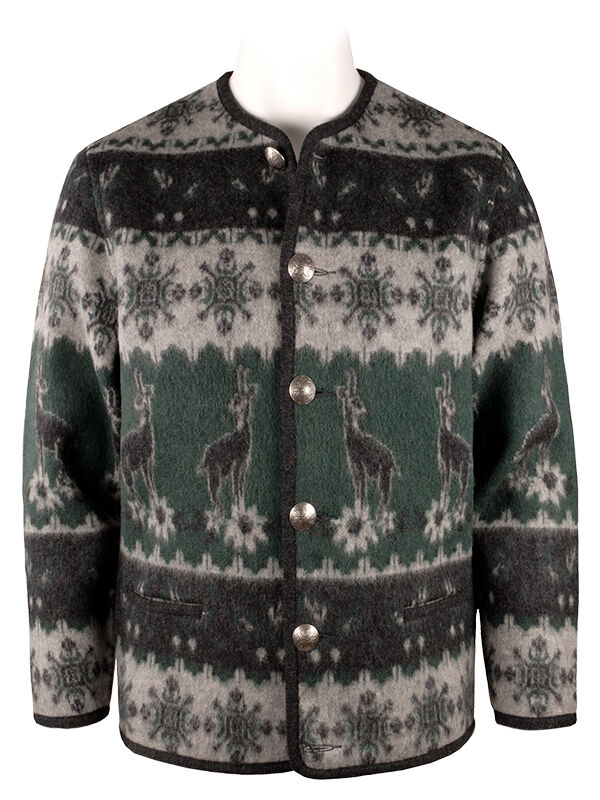 PREMIUM Trachtenstrickjacke Herren 100% Schurwolle Trachtenjanker Anthrazit-Grün PREMIUM Trachtenstrickjacke Herren 100% Schurwolle Trachtenjanker Anthrazit-Grün