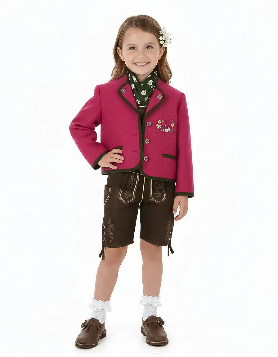 Trachtenjacke Mädchen Madl 100% Merinowolle Rosa Erika