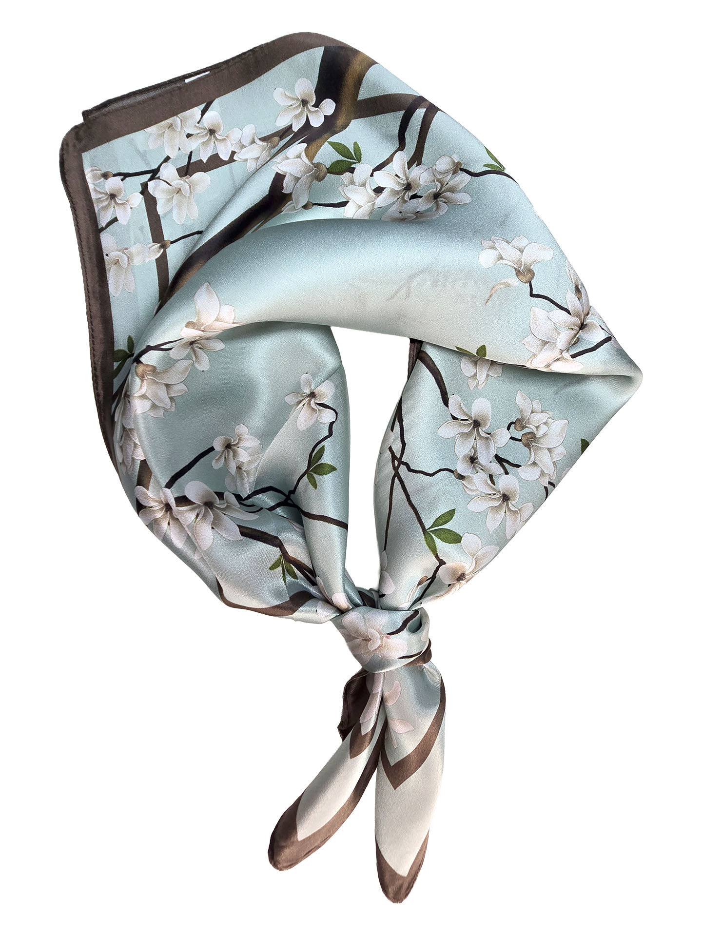 Seidenhalstuch Magnolia Damen Nickituch 100% Seide Hellblau