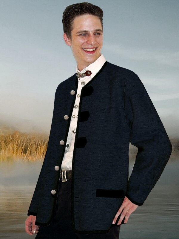 PREMIUM Trachtenjanker Walkjacke Herren Walkjanker Dunkelblau/Anthrazit 100% Schurwolle PREMIUM Trachtenjanker Walkjacke Herren Walkjanker Dunkelblau/Anthrazit 100% Schurwolle