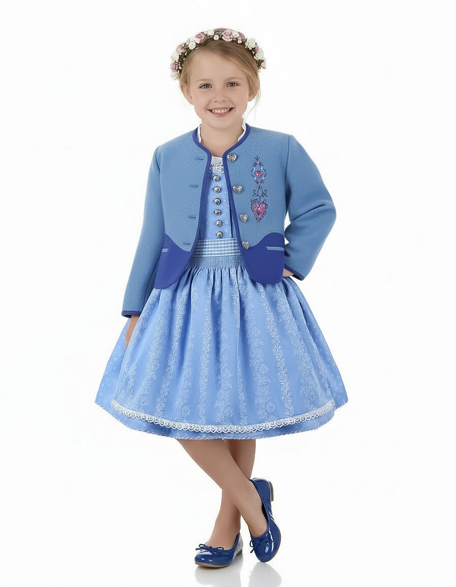 Trachtenjacke Mädchen Madl 100% Merinowolle Blautöne