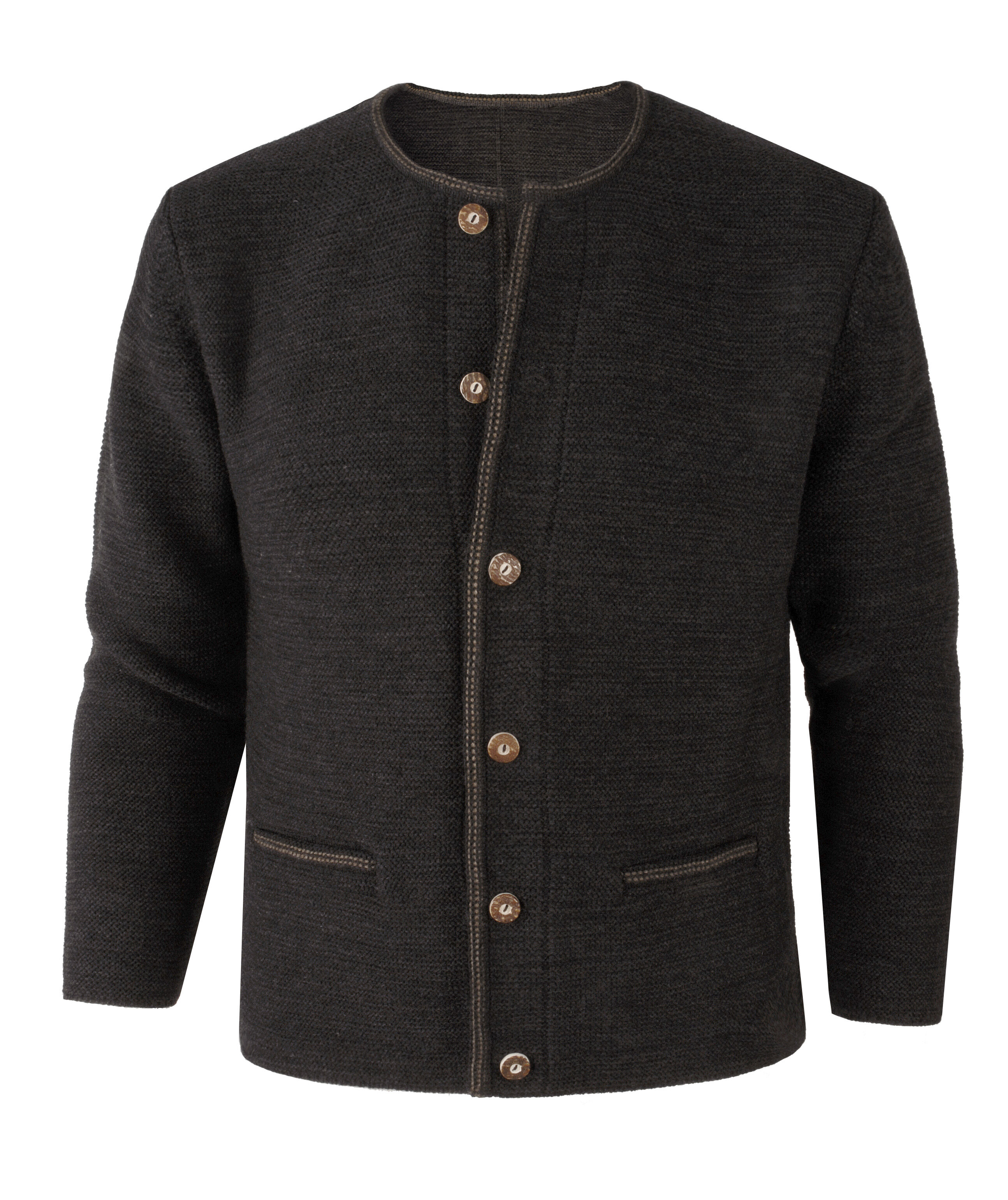 Trachtenstrickjacke Herren Links-Links  Trachtenjanker Anthrazit