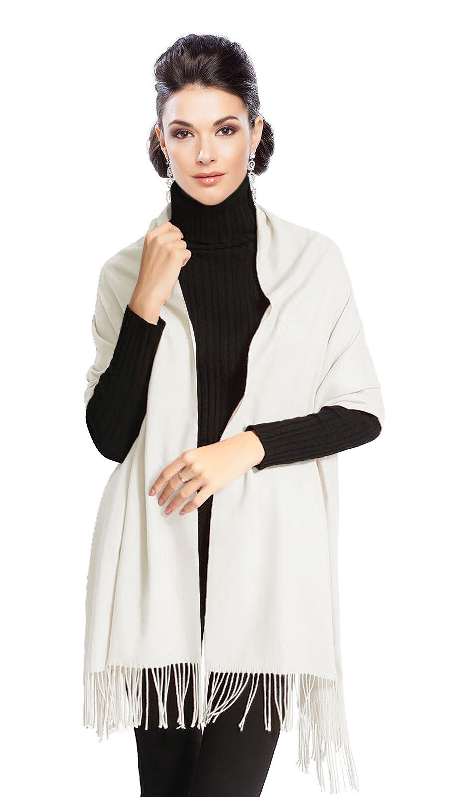 Pashmina Stola Kaschmir Umhang Cashmere Schal Damen Weiß Pashmina Stola Kaschmir Umhang Cashmere Schal Damen Weiß