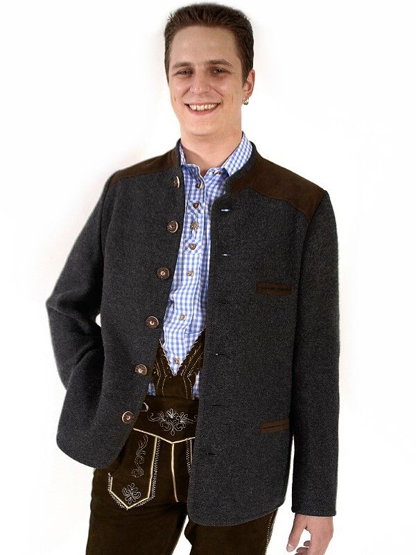PREMIUM Trachtenjanker Walkjacke Herren Walkjanker Anthrazit 100% Schurwolle PREMIUM Trachtenjanker Walkjacke Herren Walkjanker Anthrazit 100% Schurwolle