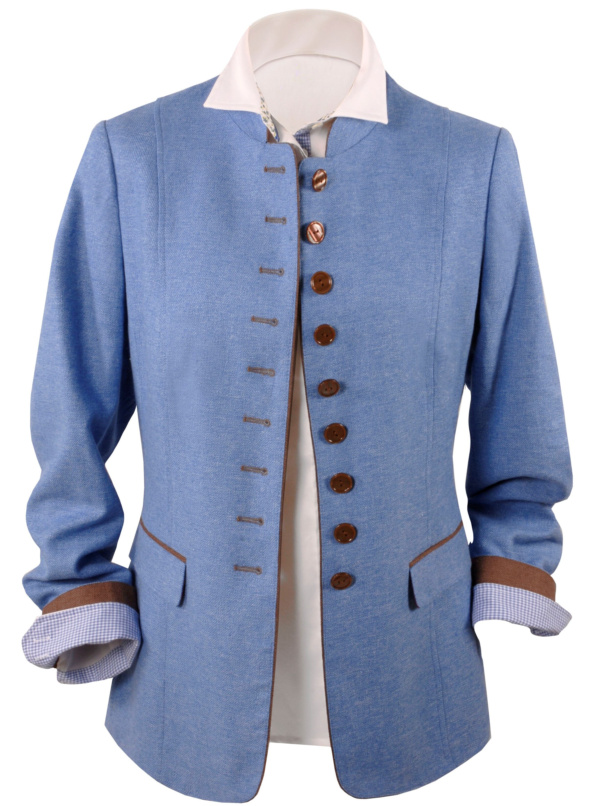 PREMIUM Trachtenblazer Gehrock Damen  Leinenblazer Blau PREMIUM Trachtenblazer Gehrock Damen  Leinenblazer Blau