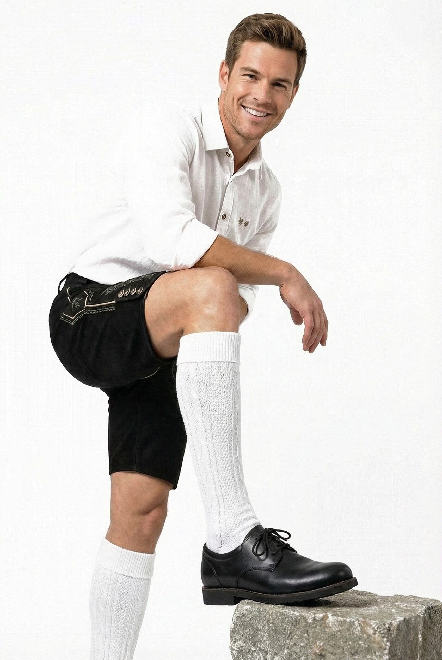 Trachtenstrümpfe Herren Trachtenkniestrumpf Weiß