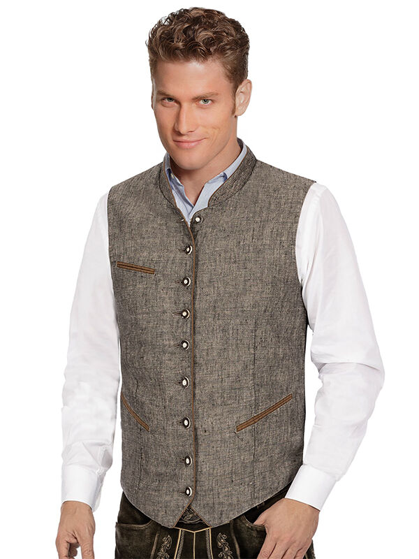 Klassische Trachtenweste Leinenweste Gilet Beige/Stein 100% Leinen Klassische Trachtenweste Leinenweste Gilet Beige/Stein 100% Leinen