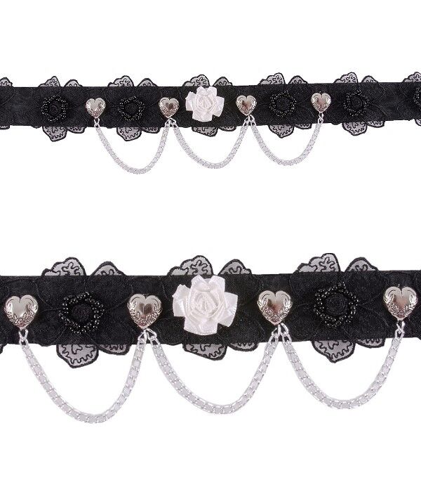 Kropfband Spitze Organza-Blüten Schwarz Kropfband Spitze Organza-Blüten Schwarz