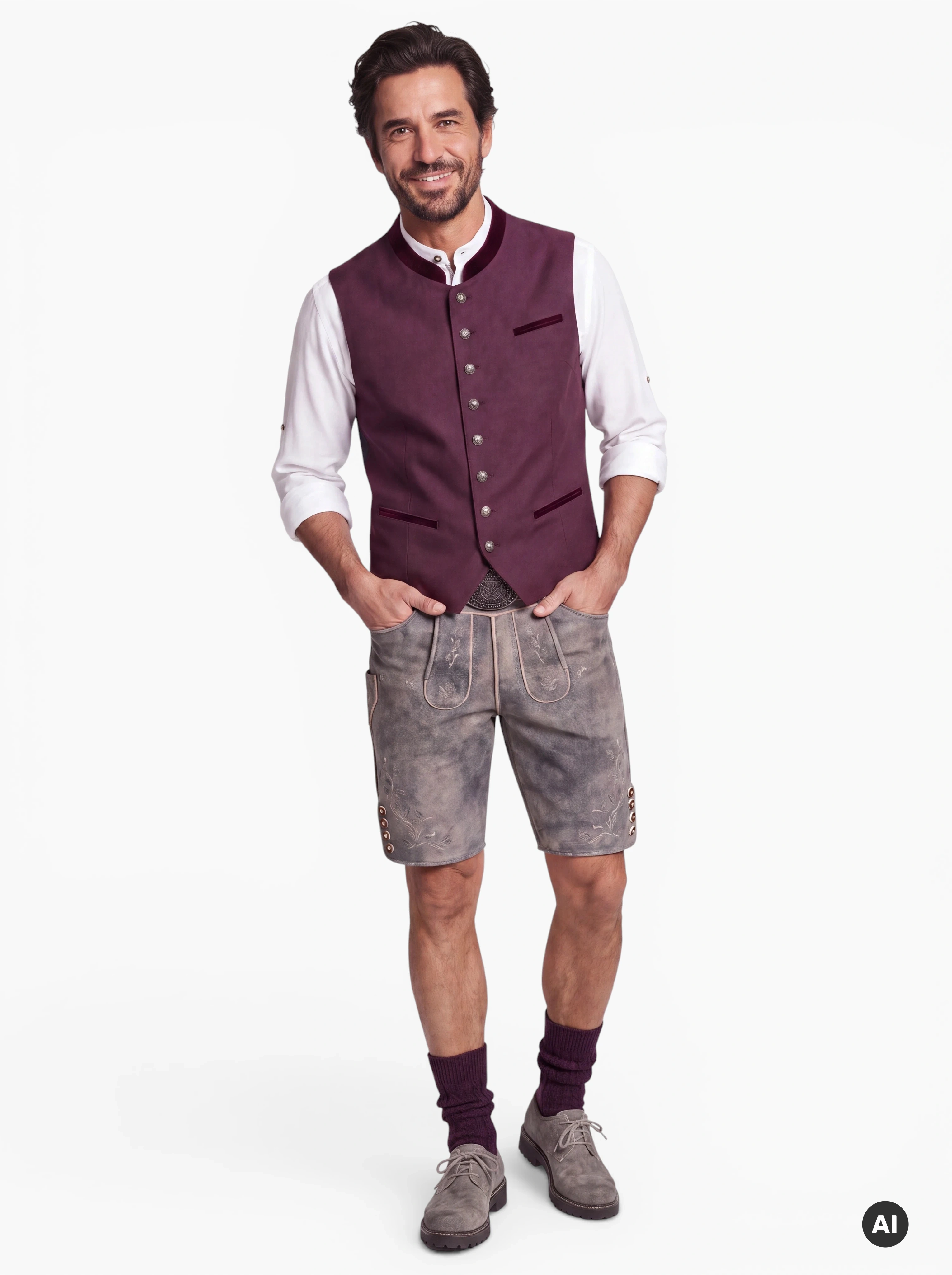 Herren Trachtensocken Shopper Weinrot – Wollmix mit Zopfmuster