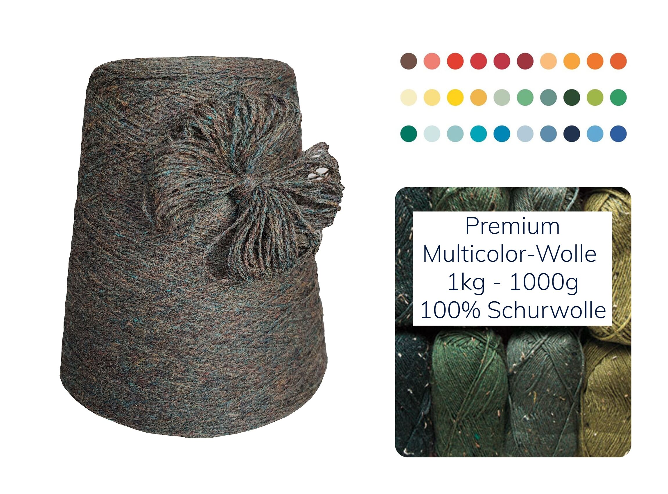 PREMIUM STRICKWOLLE - SCHURWOLLE-TWEED - 1 KG Konen/1000 Gramm  Dunkeloliv PREMIUM STRICKWOLLE - SCHURWOLLE-TWEED - 1 KG Konen/1000 Gramm  Dunkeloliv