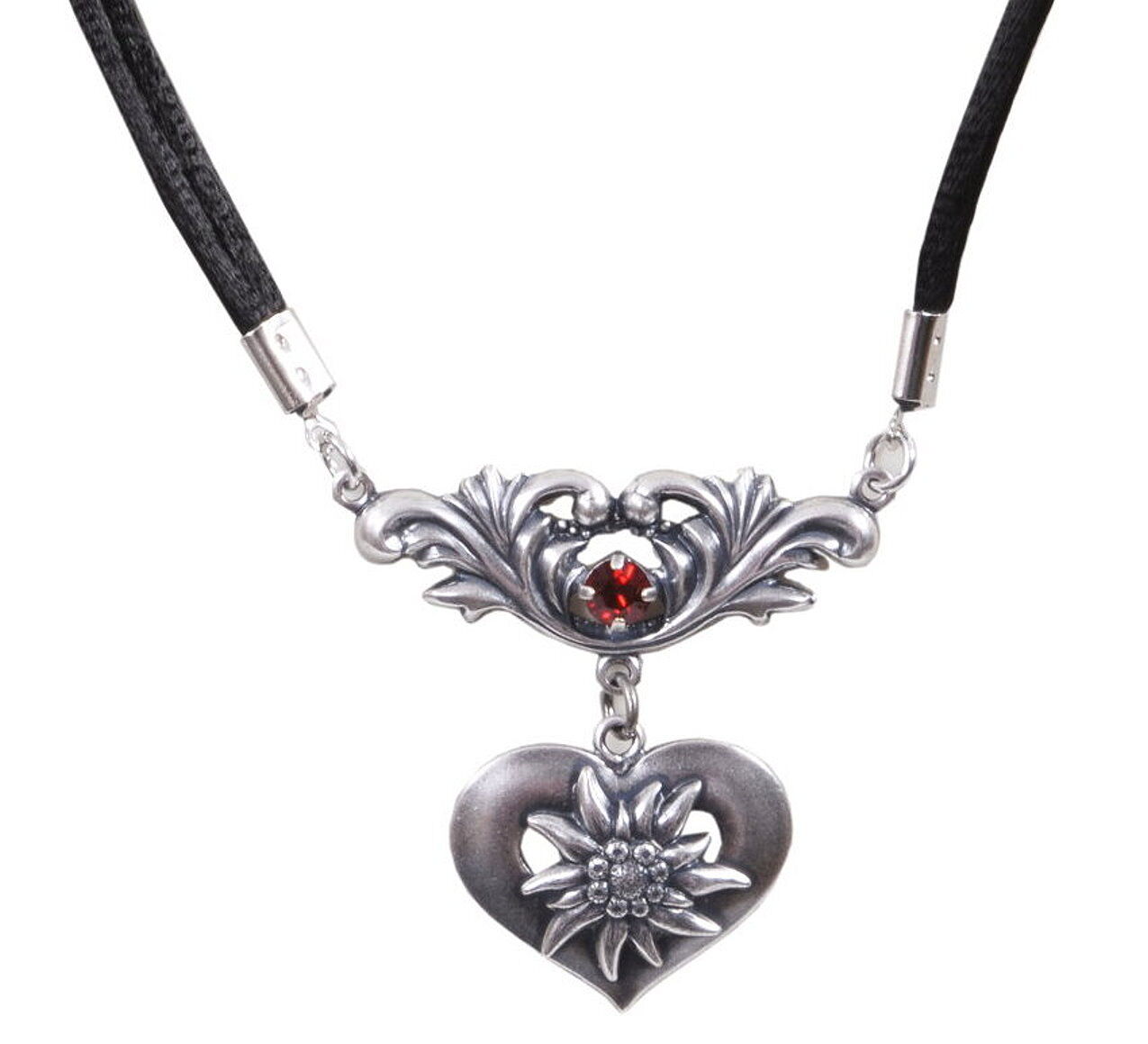 Edelweißkette Alpenherzerl Schwarz Edelweißkette Alpenherzerl Schwarz